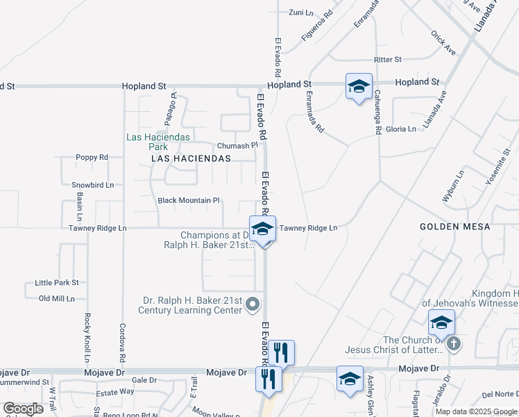 map of restaurants, bars, coffee shops, grocery stores, and more near 14492 Harold Way in Victorville