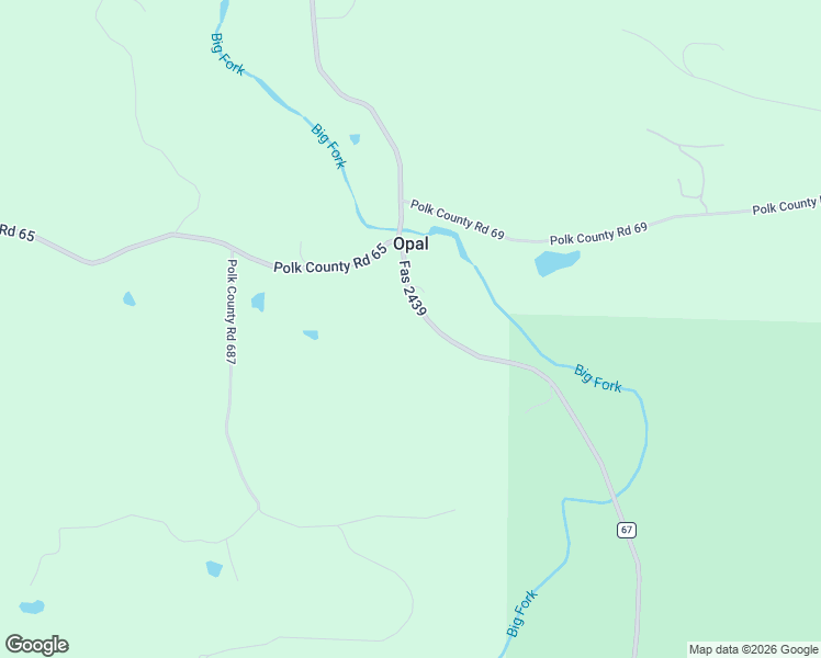 map of restaurants, bars, coffee shops, grocery stores, and more near 875 Polk County Road 67 in Mena