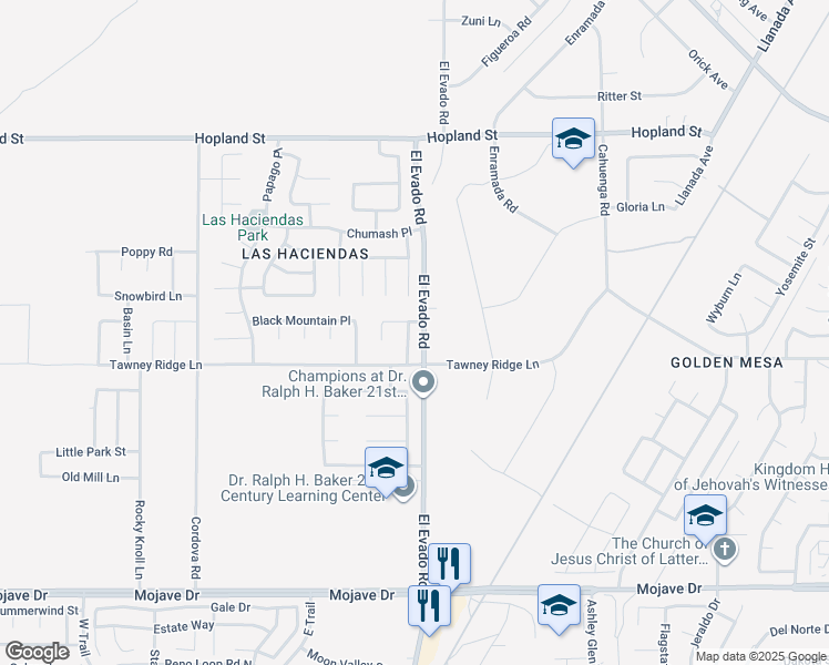 map of restaurants, bars, coffee shops, grocery stores, and more near 14492 Harold Way in Victorville