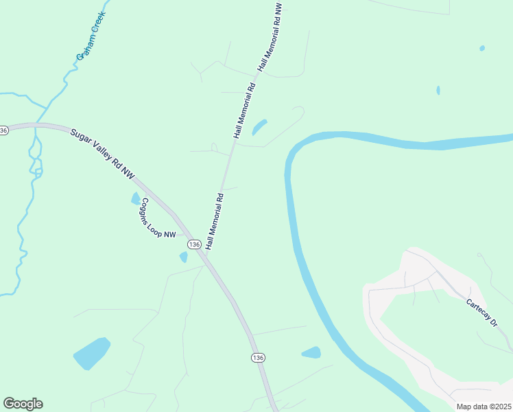 map of restaurants, bars, coffee shops, grocery stores, and more near 175 Hall Memorial Road Northwest in Calhoun