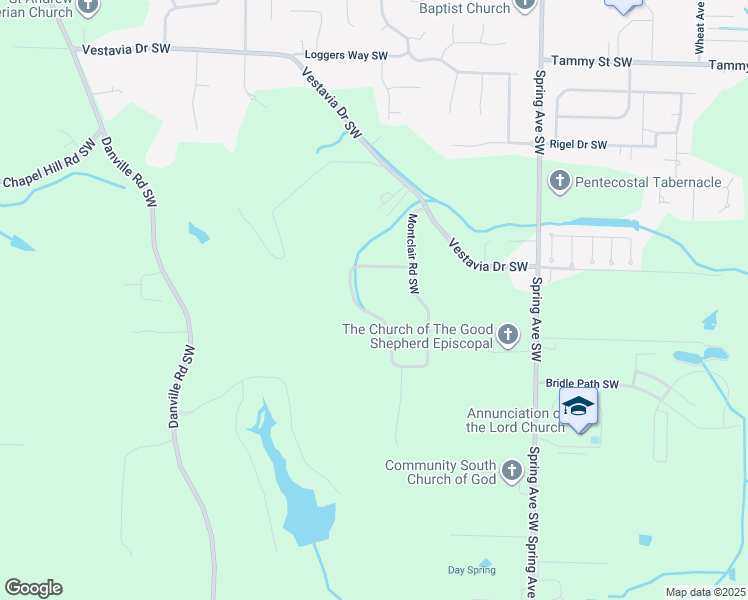 map of restaurants, bars, coffee shops, grocery stores, and more near 3714 Montevallo Road Southwest in Decatur