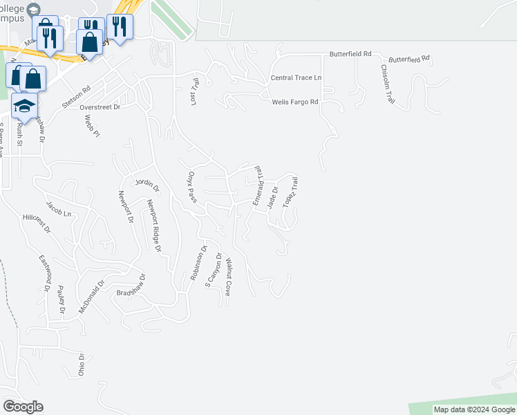 map of restaurants, bars, coffee shops, grocery stores, and more near 670 Jade Drive in Prescott