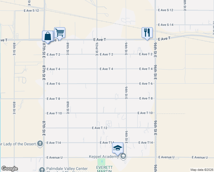 map of restaurants, bars, coffee shops, grocery stores, and more near 9256 East Avenue T 6 in Littlerock