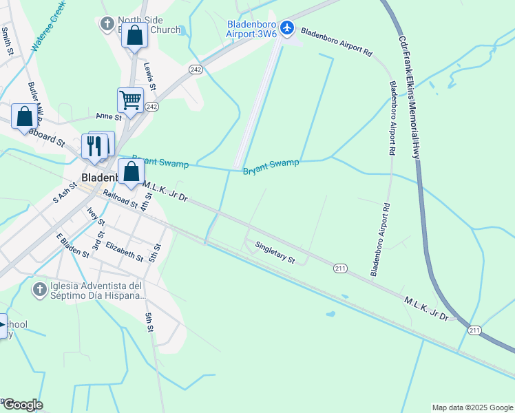map of restaurants, bars, coffee shops, grocery stores, and more near Horne Street in Bladenboro