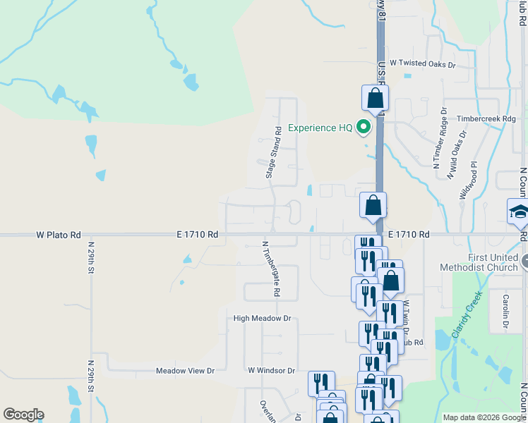 map of restaurants, bars, coffee shops, grocery stores, and more near 2102 Oak Hollow Road in Duncan