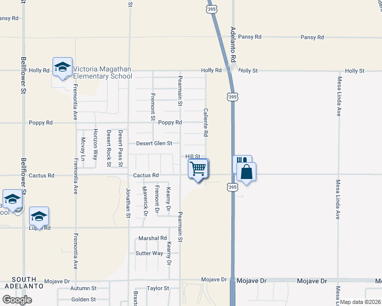 map of restaurants, bars, coffee shops, grocery stores, and more near in Adelanto