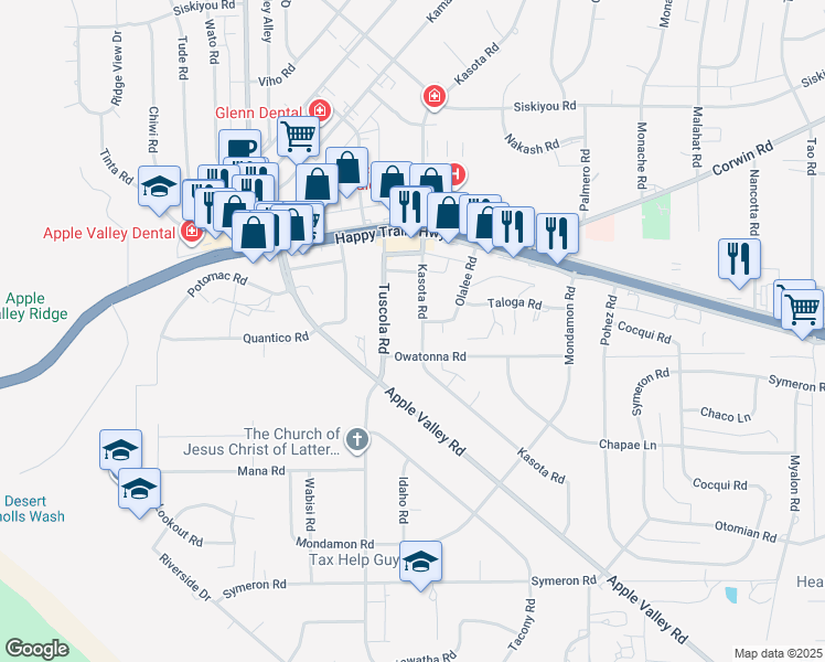 map of restaurants, bars, coffee shops, grocery stores, and more near 15740 Kasota Road in Apple Valley