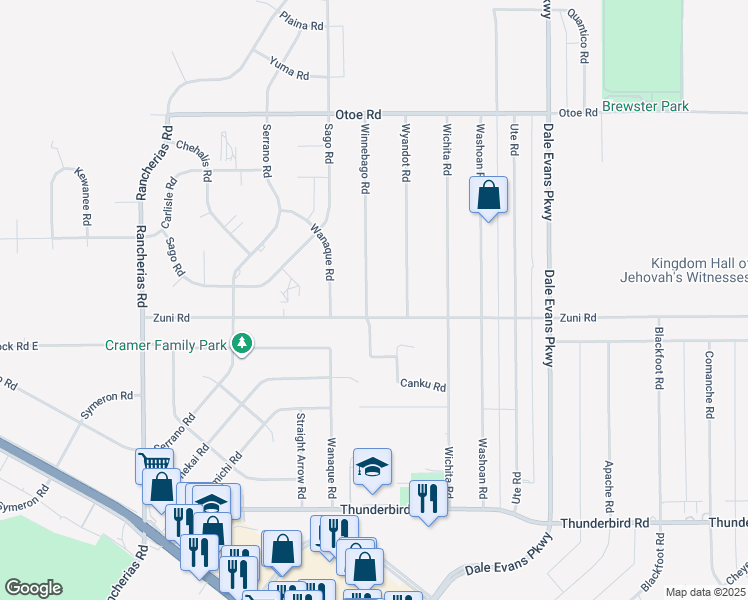 map of restaurants, bars, coffee shops, grocery stores, and more near 15731 Winnebago Road in Apple Valley