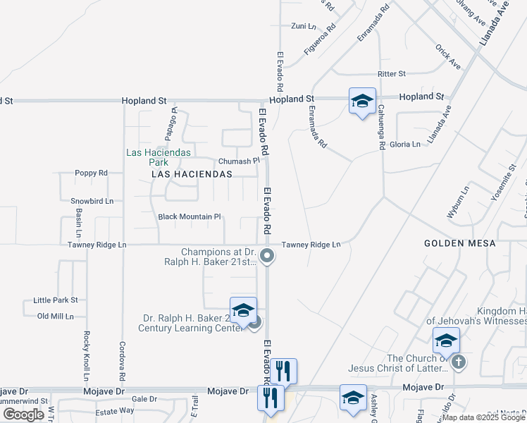 map of restaurants, bars, coffee shops, grocery stores, and more near 14492 Harold Way in Victorville