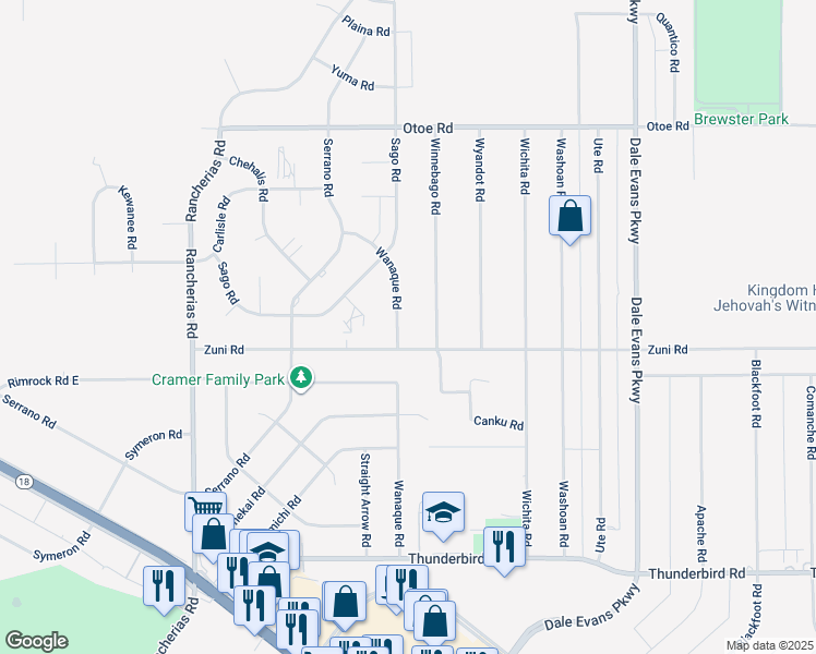 map of restaurants, bars, coffee shops, grocery stores, and more near 15739 Wanaque Road in Apple Valley
