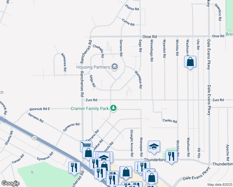 map of restaurants, bars, coffee shops, grocery stores, and more near 15777 Sago Road in Apple Valley
