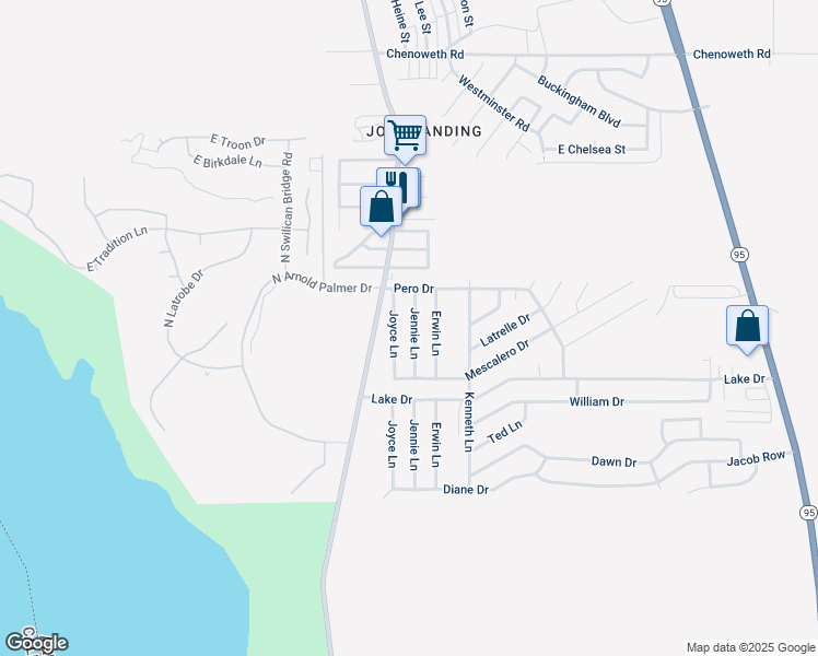 map of restaurants, bars, coffee shops, grocery stores, and more near 3201 Jennie Lane in Lake Havasu City