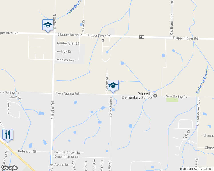 map of restaurants, bars, coffee shops, grocery stores, and more near 41 Broadhead Drive in Decatur