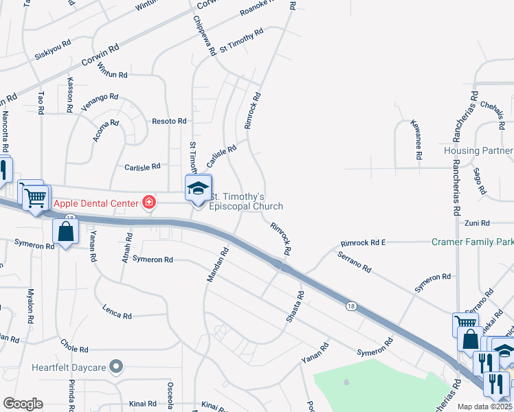 map of restaurants, bars, coffee shops, grocery stores, and more near 15763 Mandan Road in Apple Valley