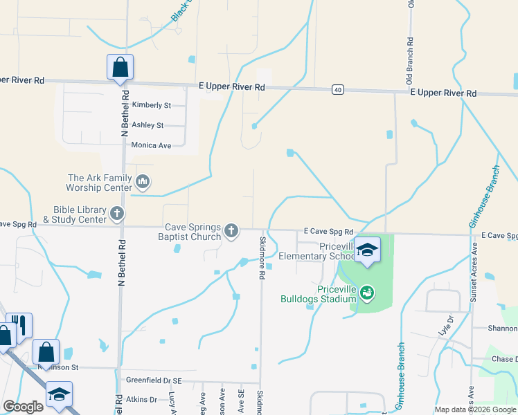 map of restaurants, bars, coffee shops, grocery stores, and more near 41 Broadhead Drive in Decatur
