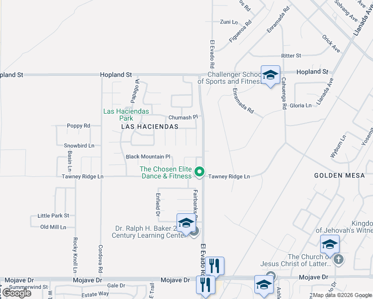 map of restaurants, bars, coffee shops, grocery stores, and more near 14440 Harold Way in Victorville