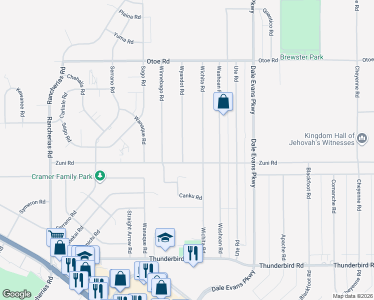 map of restaurants, bars, coffee shops, grocery stores, and more near 15755 Wyandot Road in Apple Valley