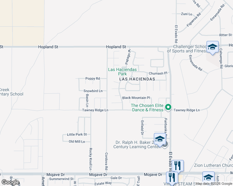 map of restaurants, bars, coffee shops, grocery stores, and more near 14288 Onowa Court in Victorville