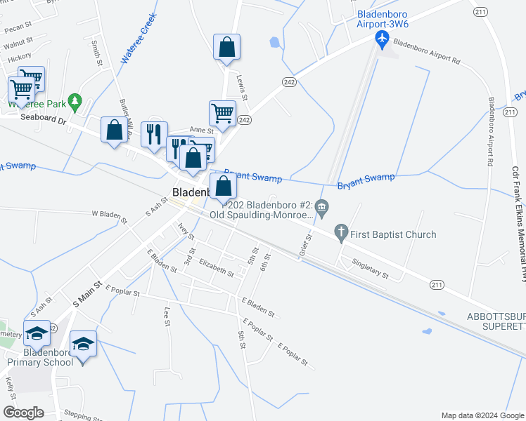 map of restaurants, bars, coffee shops, grocery stores, and more near 327 Martin Luther King Junior Drive in Lumberton