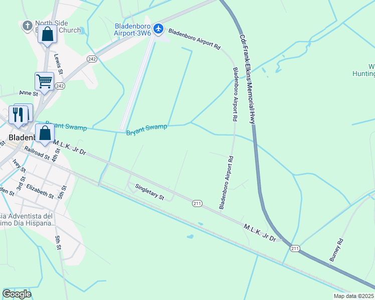 map of restaurants, bars, coffee shops, grocery stores, and more near Monroe Street in Bladenboro