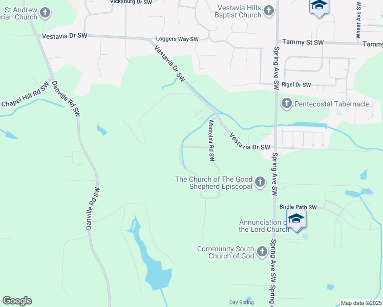map of restaurants, bars, coffee shops, grocery stores, and more near 3714 Montevallo Road Southwest in Decatur