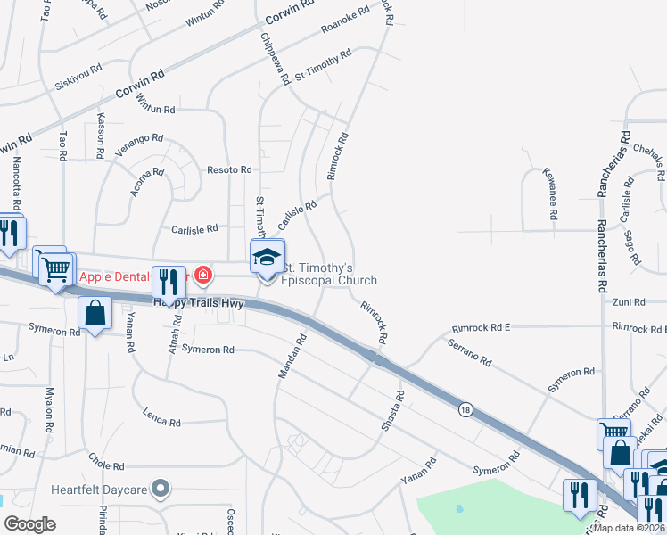 map of restaurants, bars, coffee shops, grocery stores, and more near 15763 Mandan Road in Apple Valley