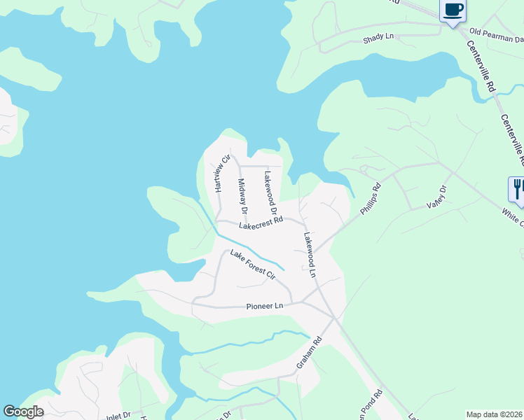 map of restaurants, bars, coffee shops, grocery stores, and more near 206 Lakecrest Road in Anderson