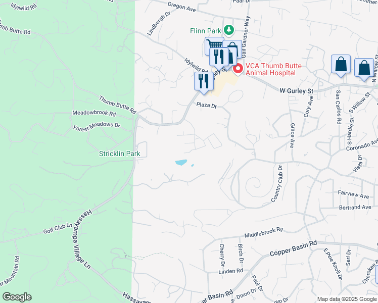 map of restaurants, bars, coffee shops, grocery stores, and more near 1610 McQueen Crescent in Prescott