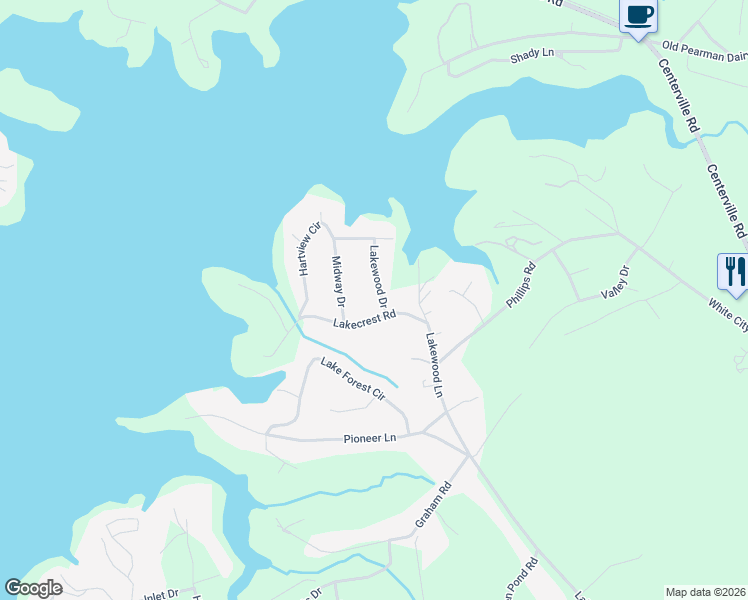 map of restaurants, bars, coffee shops, grocery stores, and more near 206 Lakecrest Road in Anderson