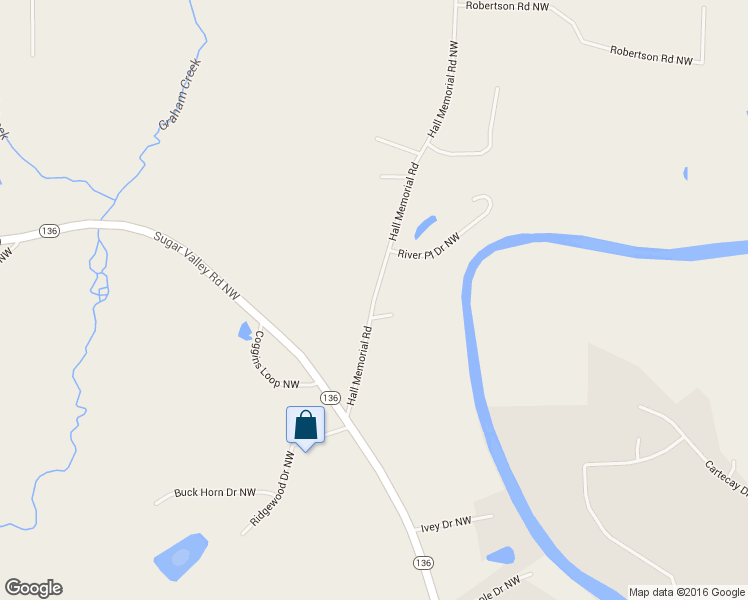 map of restaurants, bars, coffee shops, grocery stores, and more near 312 Hall Memorial Road in Calhoun