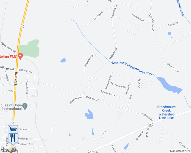 map of restaurants, bars, coffee shops, grocery stores, and more near 404 Mahaffey Street in Belton