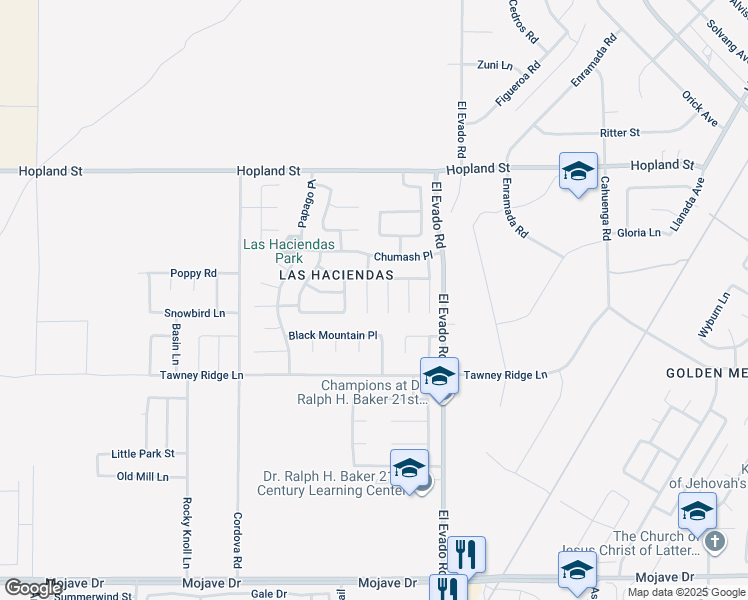 map of restaurants, bars, coffee shops, grocery stores, and more near 15937 Golden Meadow Lane in Victorville