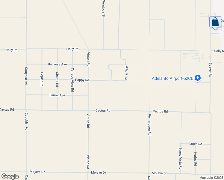 map of restaurants, bars, coffee shops, grocery stores, and more near Poppy Road in Adelanto