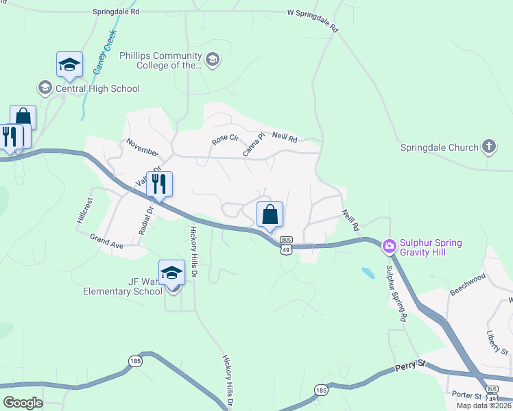 map of restaurants, bars, coffee shops, grocery stores, and more near 131 Waverly Wood Drive in Helena-West Helena