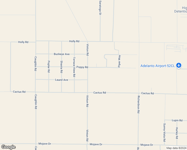 map of restaurants, bars, coffee shops, grocery stores, and more near Piper Way in Adelanto