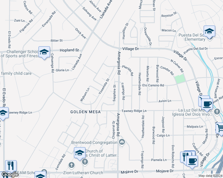 map of restaurants, bars, coffee shops, grocery stores, and more near 15252 Sapphire Court in Victorville