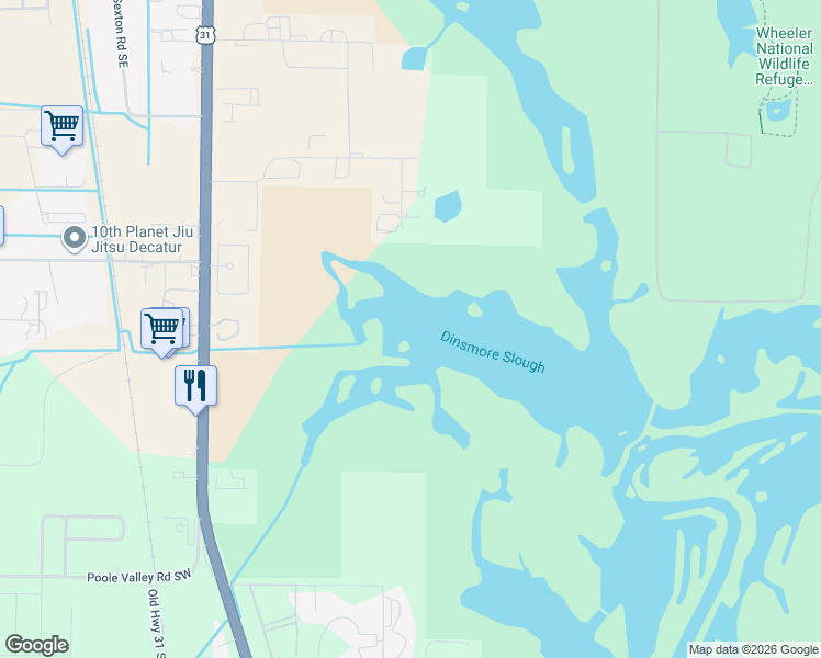 map of restaurants, bars, coffee shops, grocery stores, and more near 3510 Hooper Lane Southeast in Decatur