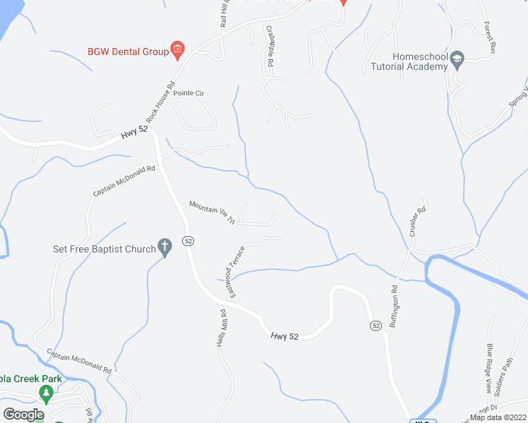 map of restaurants, bars, coffee shops, grocery stores, and more near 385 Mountain View Trail East in Dahlonega