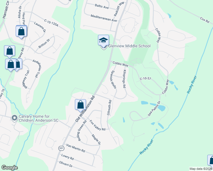 map of restaurants, bars, coffee shops, grocery stores, and more near 101 Golden Eagle Lane in Anderson