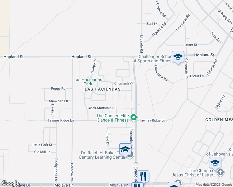 map of restaurants, bars, coffee shops, grocery stores, and more near 15958 Blue Colt Way in Victorville