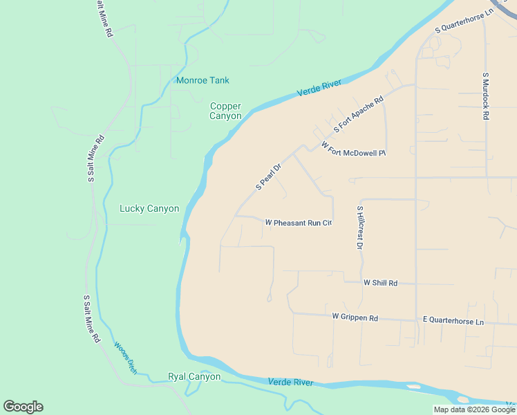 map of restaurants, bars, coffee shops, grocery stores, and more near 552 West Pheasant Run Circle in Camp Verde