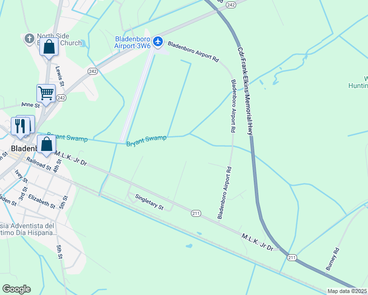 map of restaurants, bars, coffee shops, grocery stores, and more near 308 Monroe Street in Bladenboro