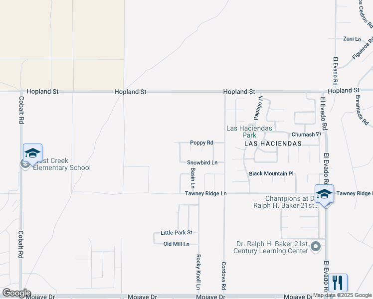 map of restaurants, bars, coffee shops, grocery stores, and more near 15870 Quail Summit Court in Victorville