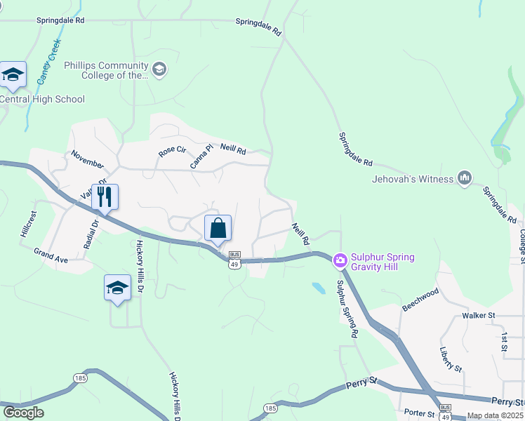 map of restaurants, bars, coffee shops, grocery stores, and more near 100 Oakridge Road in Helena-West Helena