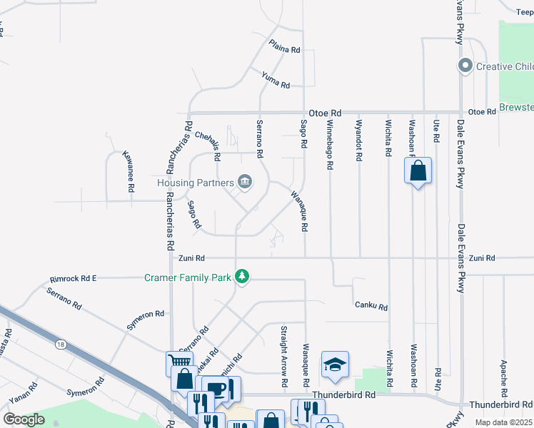 map of restaurants, bars, coffee shops, grocery stores, and more near 15810 Sago Road in Apple Valley