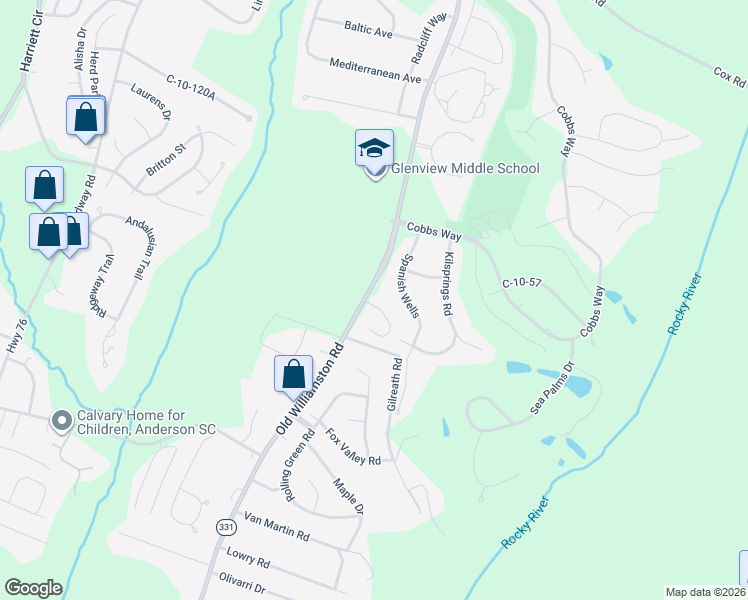 map of restaurants, bars, coffee shops, grocery stores, and more near 101 Golden Eagle Lane in Anderson