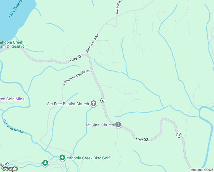 map of restaurants, bars, coffee shops, grocery stores, and more near 67 Mountain View Trail East in Dahlonega