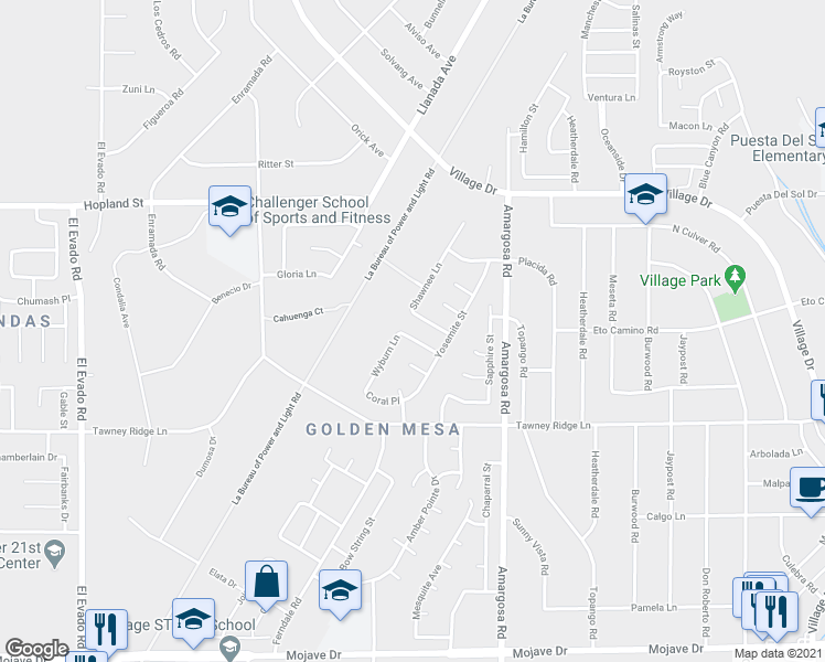 map of restaurants, bars, coffee shops, grocery stores, and more near 15128 Colville Court in Victorville