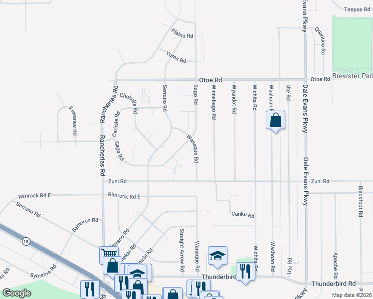 map of restaurants, bars, coffee shops, grocery stores, and more near 15819 Sago Road in Apple Valley