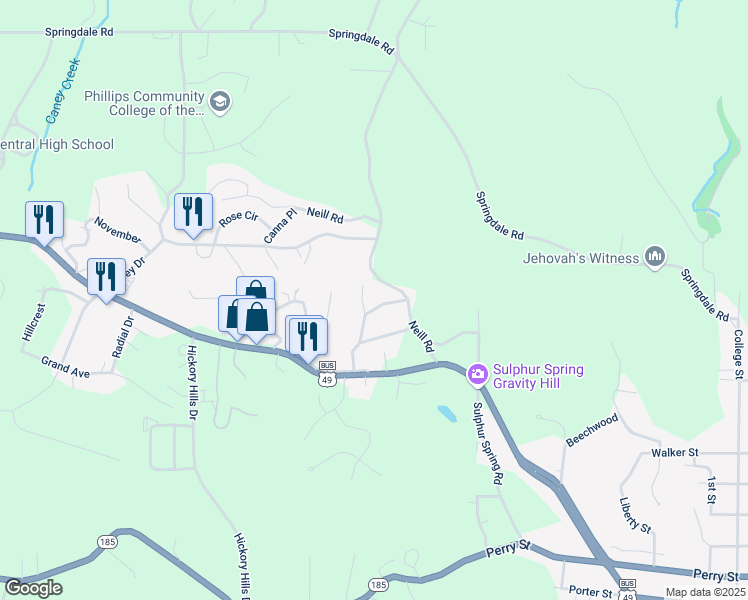 map of restaurants, bars, coffee shops, grocery stores, and more near 100 Oakridge Road in Helena-West Helena